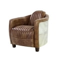thumbnail image 1 of Miekor Furniture Brancaster Retro Brown Grain Leather & Aluminum Chair 01781, 1 of 6