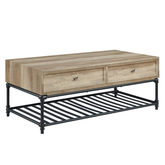 Miekor Furniture Brantley Oak & Sandy Gray Finish Rectangular Coffee Table 82916