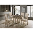 thumbnail image 1 of Miekor Furniture Baldo Vintage Walnut 5 Piece 47" Contemporary Round Dining Table Set with Wheat Colored Fabric Chairs No3684, 1 of 9