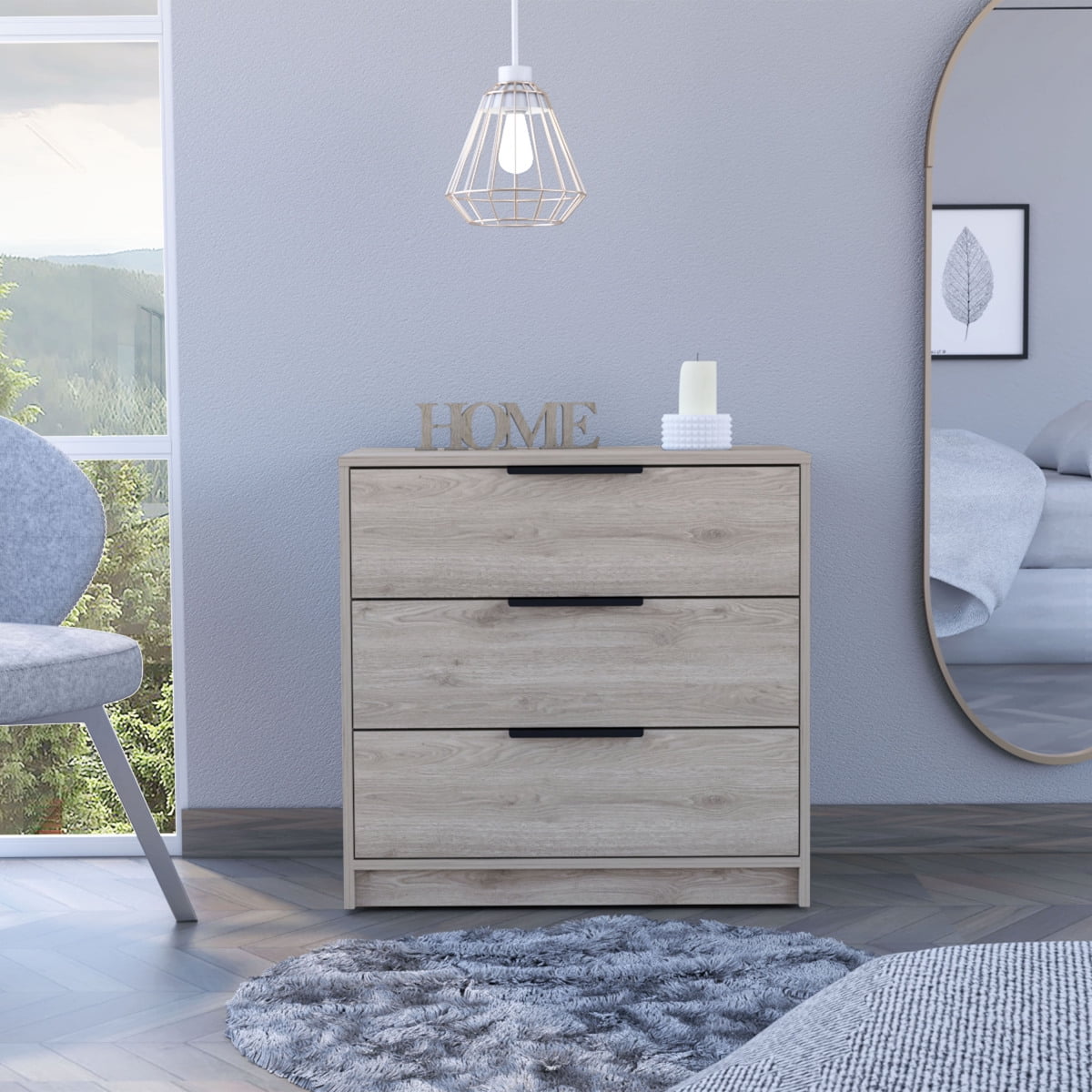 Rectangle A Resser Miekor Furniture Cannon 3-Drawer Rectangle Dresser Light Grey B5A3237 ...