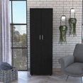thumbnail image 1 of Miekor Furniture Chagrin 2-Shelf Rectangle Armoire Black Wengue W5U052, 1 of 7