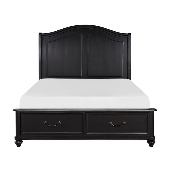 Miekor Furniture Charcoal Brown Finish Traditional Bedroom Furniture 1Pc Queen Platform Bed With Storage Drawers Classic Design 01249