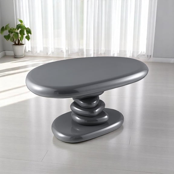 Miekor Furniture Charlene Gray High Gloss End Table No0076