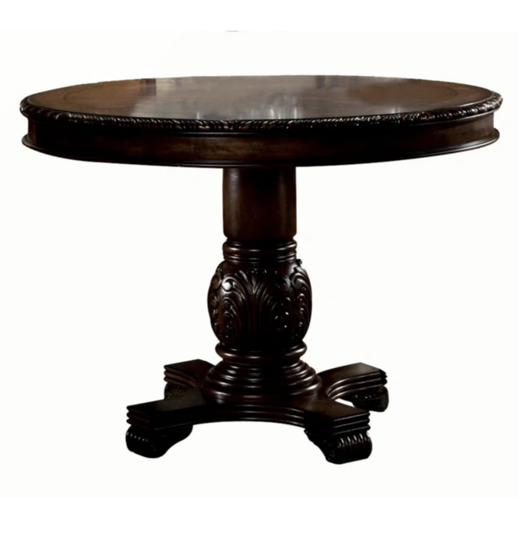 Espresso Finish Round Wood Counter Height Dining Table