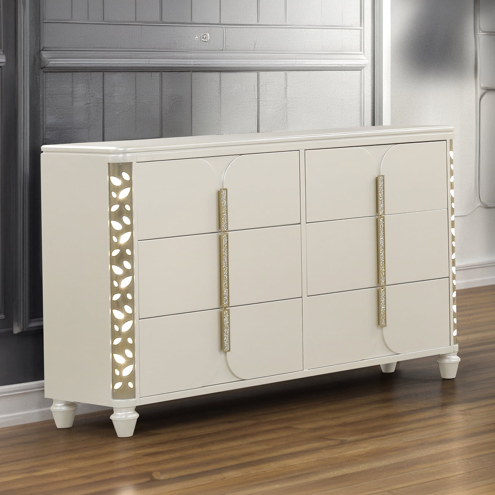 gold dress glitter Blaine White Dresser - Lacquered Wood Bedroom Furniture main image 0