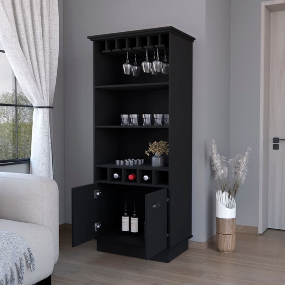 Miekor Furniture Claire Black Glassware Rack Bar Cabinet BS6777