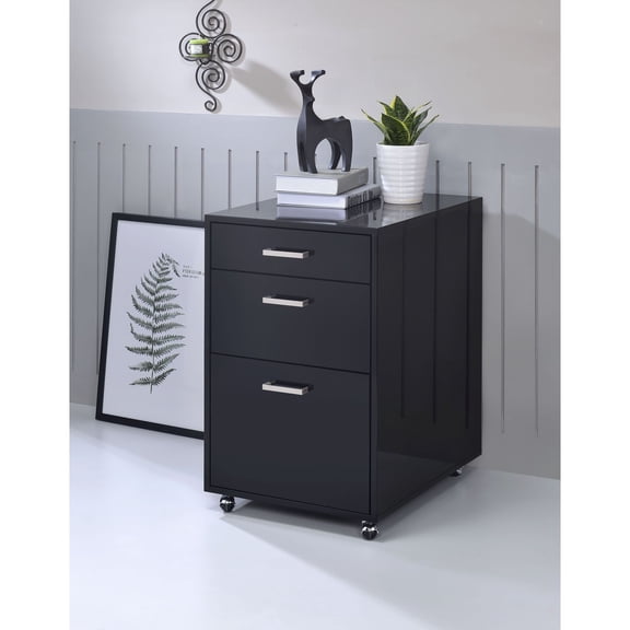 Miekor Furniture Coleen Black High Gloss & Chrome Finish Cabinet 24568