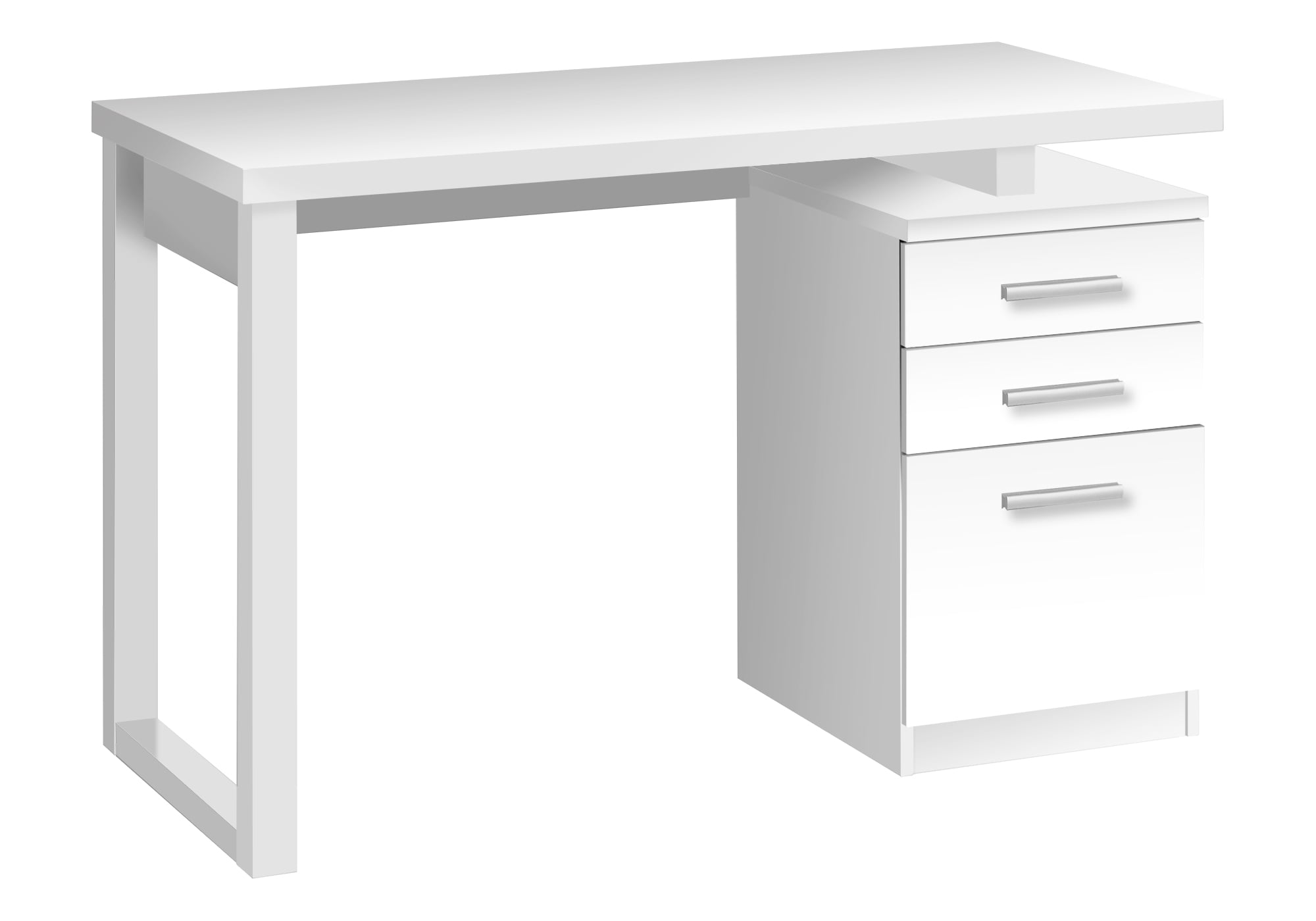 White Wood Home Office Desk with Filing Cabinet