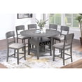 thumbnail image 1 of Miekor Furniture Contemporary 7pc Counter Height Dining Set Gray Table w Lazy Susan Built-in Leaf 6x High Chairs Kitchen Dining Room Storage Space Furniture MK0148, 1 of 12