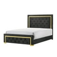 thumbnail image 1 of Miekor Furniture Contemporary Glam Queen Black Fabric Upholstered Panel Queen Bed Black Fabric Gold Legs Bedroom Furniture W5U758, 1 of 5