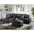 thumbnail image 1 of Miekor Furniture Contemporary Sectional Sofa Espresso Faux Leather Cushion Tufted Reversible 3pc Sectional Sofa L/R Chaise Ottoman Living Room Furniture 96889, 1 of 12