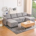 thumbnail image 1 of Miekor Furniture Convertible Modular Sectional Sofa Couch with Storage Seat U Shaped 4-Seat Sofa Couch with Reversible Chaise Modular Sectional Fabric Dark Grey 47912, 1 of 7