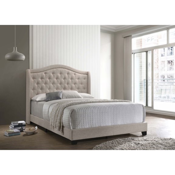 Miekor Furniture Copper Beige Upholstered Queen Wingback Bed MK0526