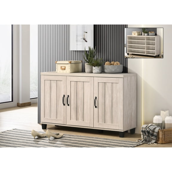 Miekor Furniture Corby 45" Dusty Gray Oak Finish 3-Door Shoe Cabinet 66891