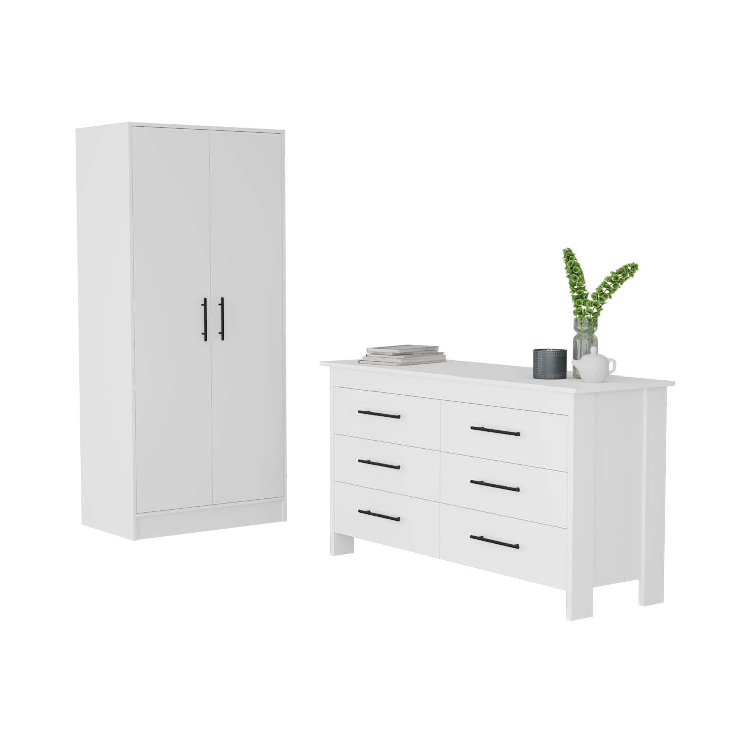 Miekor Furniture Dakota White 2 Piece Bedroom Set BS6807