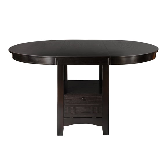 Miekor Furniture Dark Cherry Finish Counter Height 1pc Dining Table w Extension Leaf and Storage Base Traditional Design Dining Room Furniture 52137