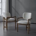 thumbnail image 1 of Miekor Furniture Dining Chairs Set Of 2 Upholstered Arm Chairs, Rubber Wood Accent Chairs White Fabric Seating, 300 Lbs Weight Capacity 47022, 1 of 16