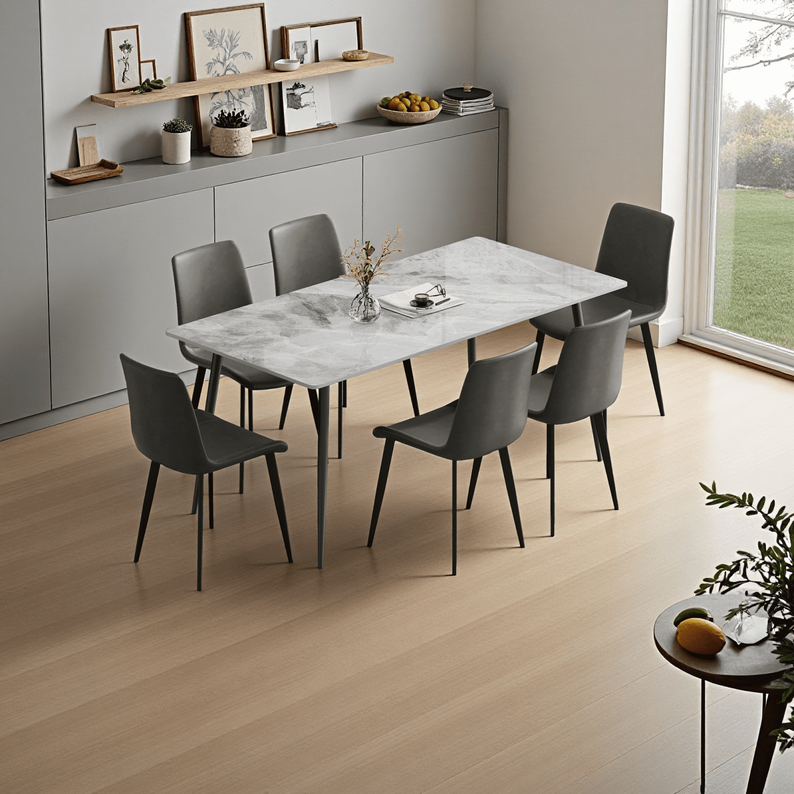 Miekor Furniture Dining Table with Sintered Stone Tabletop and Metal ...