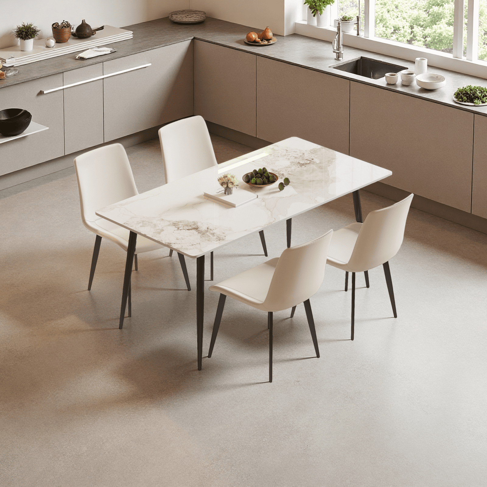 Miekor Furniture Dining Table with Sintered Stone Tabletop and Metal ...