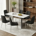thumbnail image 1 of Miekor Furniture Dining Table and chairs set. 63"x31.5x30" Luxurious Snow Mountain Patterned Sintered Stone Table with Silver Metal Butterfly Legs.Paired With 6 Black Chairs 04186, 1 of 16