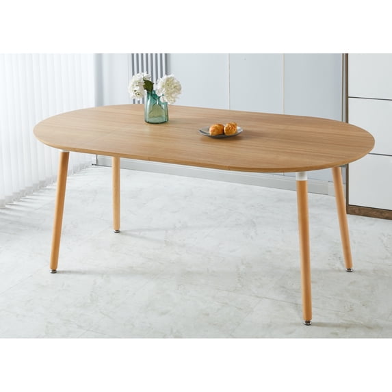 Miekor Furniture Extensible table,DINING TABLE,OFFICE TABLE,COFFEE TABLE,wood leg,MDF top,100/140/180x100x75cm,oak color MK3282