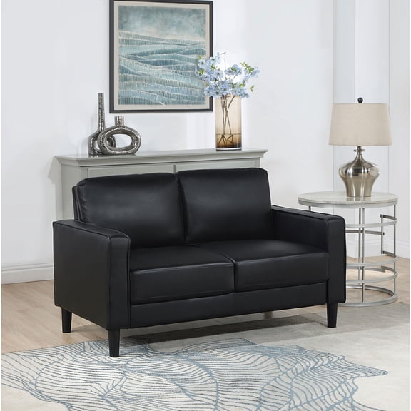 Miekor Furniture Farallone Black Upholstered Track Arm Loveseat MK9082