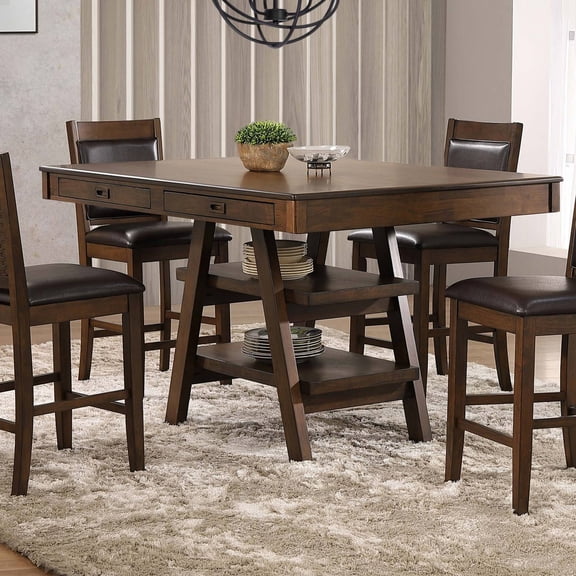 Miekor Furniture Ferrara Walnut 2-Drawer Counter Height Table MK0743