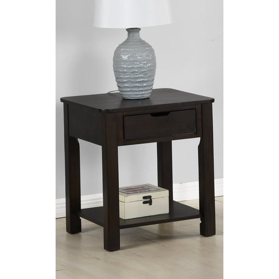 Miekor Furniture Flora 20" Dark Brown MDF End Table with Drawer 46618