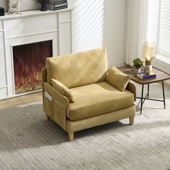 Miekor Furniture Foldable sofa bed recliner, 3-in-1 convertible sleeper, mid-century modern decor, suitable for small spaces, with three pillows, can be placed in the bedroom study room guest 66435