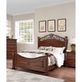 thumbnail image 1 of Miekor Furniture Formal Traditional Dark Cherry Color 1pc California King Size Bed Tufted Faux Leather Headboard Footboard Bedframe 82696, 1 of 7