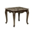 thumbnail image 1 of Miekor Furniture Formal Traditional Luxury 1pc Marble Top End Table Cherry Finish with Gold Tipping Living Room Furniture 40272, 1 of 1