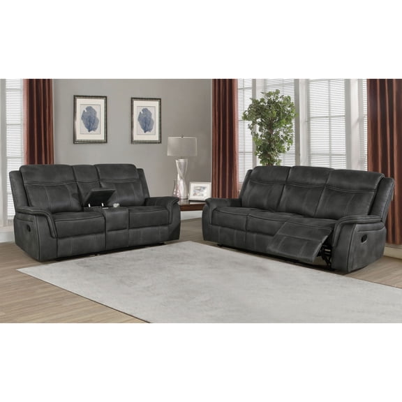 Miekor Furniture Franklin Charcoal 2-piece Upholstered Reclining Sofa Set No1203