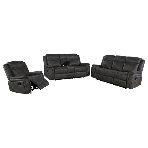 Miekor Furniture Franklin Charcoal 3-piece Upholstered Reclining Sofa Set No6492