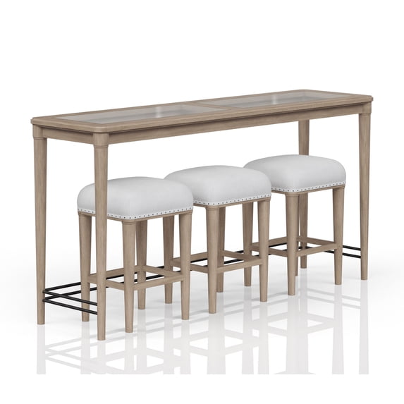 Miekor Furniture Frosted Glass Console Table With 3 Stools 18293