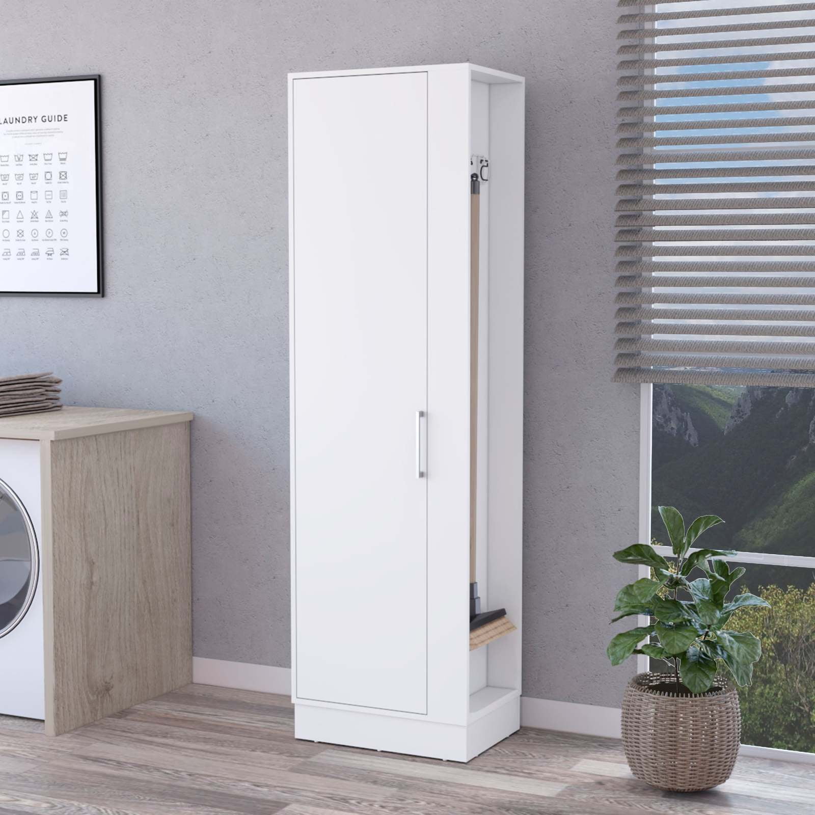 Miekor Furniture Greenville 2-Door 6-Shelf Tall Storage Cabinet White W5U270