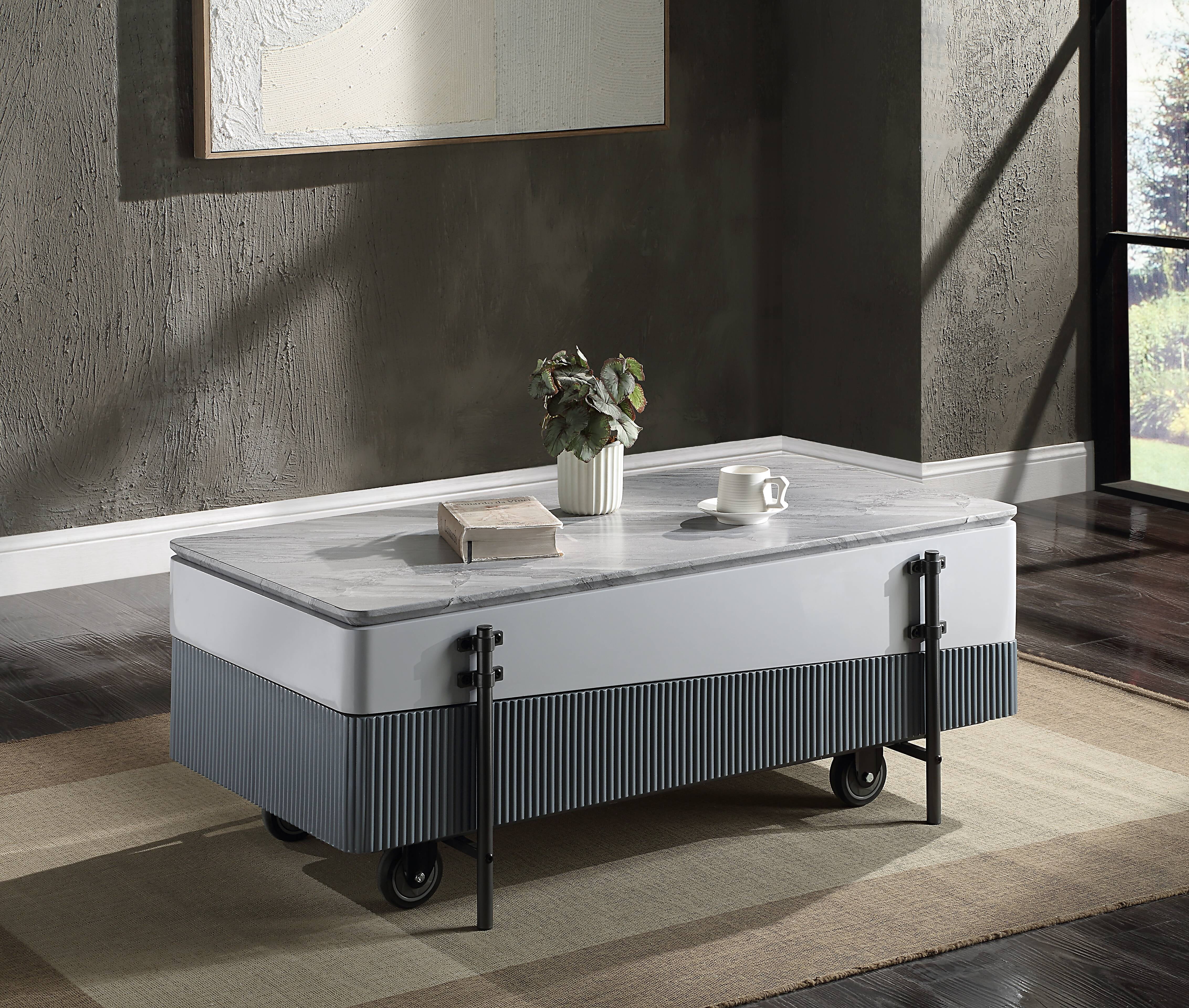 Miekor Furniture Grey And White High Gloss Coffee Table With Lift Top ...