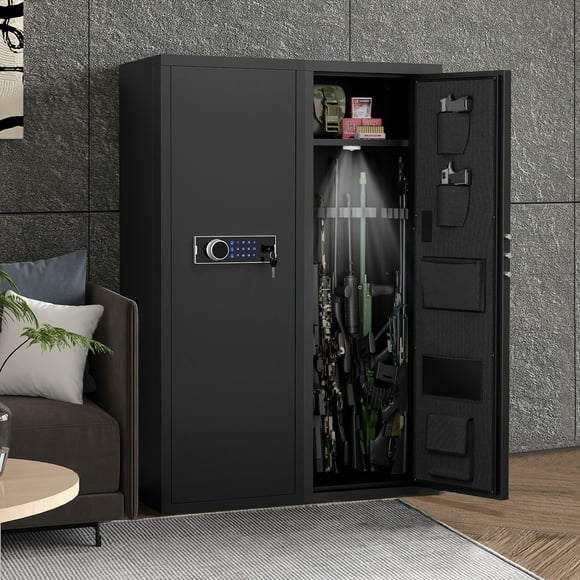 Miekor Furniture Heavey Duty,Large Size 5-8 Gun,Black Gun Cabinet with Electronic Password Keypad Lock,Unassembled Metal Rifle Gun Security Cabinet Safe Locker 36913