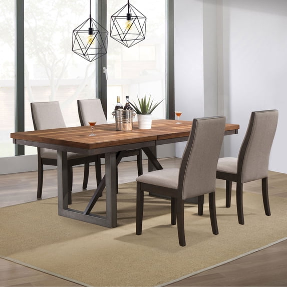 Miekor Furniture Holloway Natural Walnut and Grey 5-piece Dining Set MK4437
