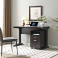 thumbnail image 1 of Miekor Furniture Home Office Desk With Modesty Panel And Detached File Cabinet On Locking Wheels With Two Drawers File Drawer Cubby Shelf Metal Bar Handle Red Cocoa Color 90065, 1 of 12