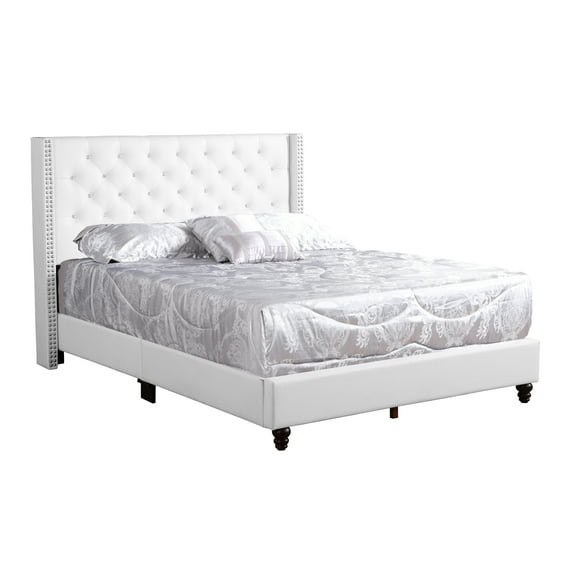 Miekor Furniture Julie G1918-FB-UP Full Upholstered Bed, WHITE WQ-533