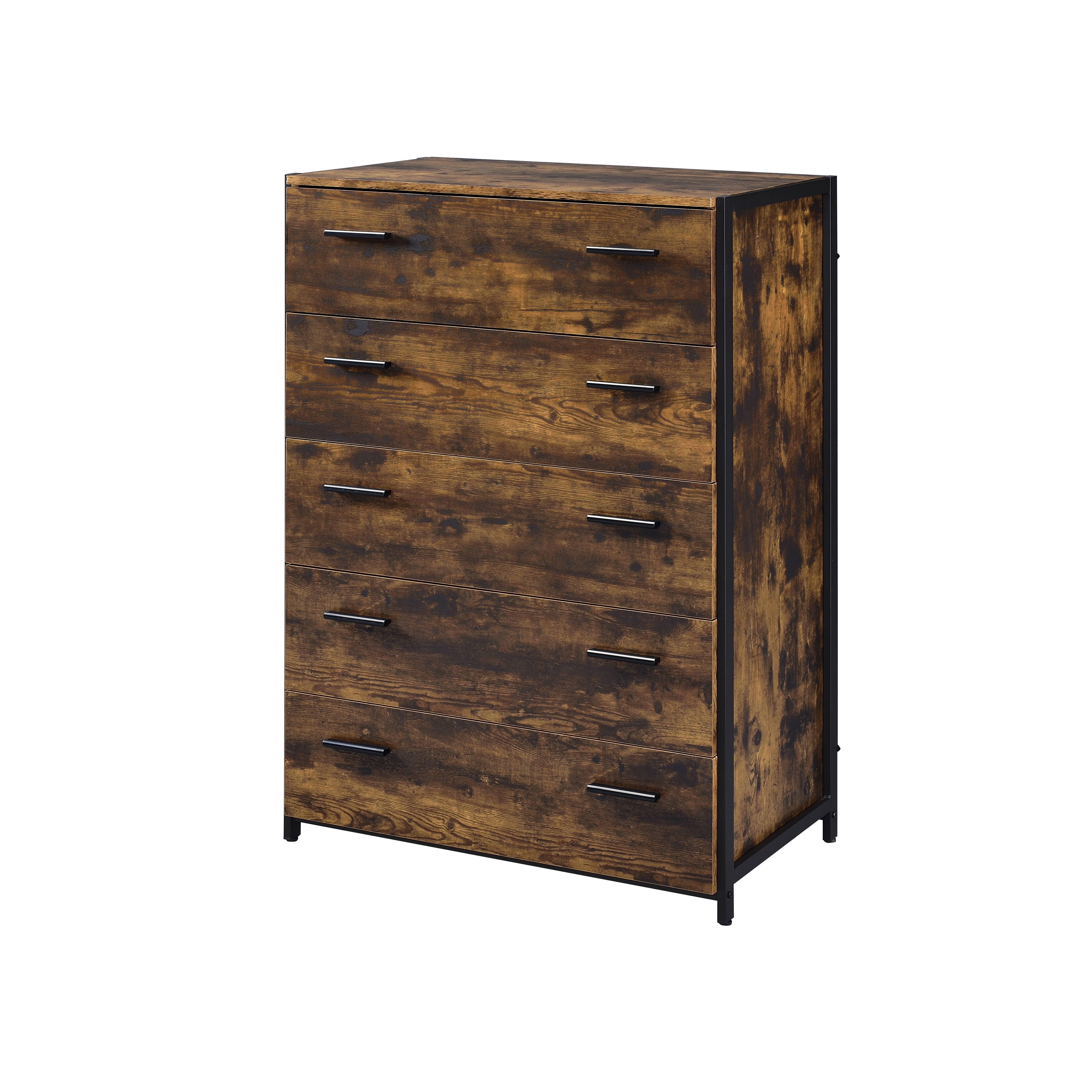 Miekor Furniture Juvanth Rustic Oak & Black Finish Chest 8604