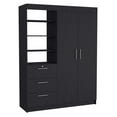 thumbnail image 1 of Miekor Furniture Kenya 3 Drawers Armoire, Double Door, 3-Tier Shelf -Black W5U167, 1 of 5