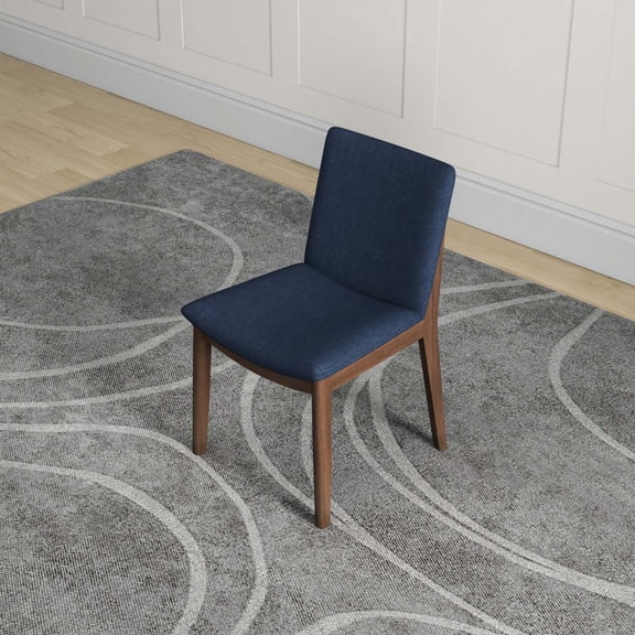 Miekor Furniture Laura Blue Linen Solid Wood Dining Chair (Set Of 2) - Mid-Century Modern Style 43054