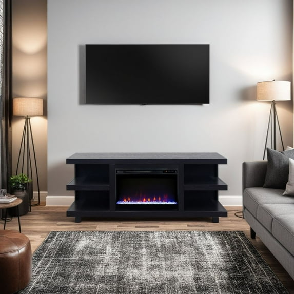Miekor Furniture Laurel Canyon 65 inch Fireplace TV Stand for TVs up to 75 inches, Minimal Assembly, Clove Finish 98946