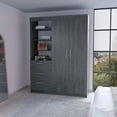 thumbnail image 1 of Miekor Furniture Levi 3-Tier Shelf Armoire Smokey Oak B5A7903, 1 of 6