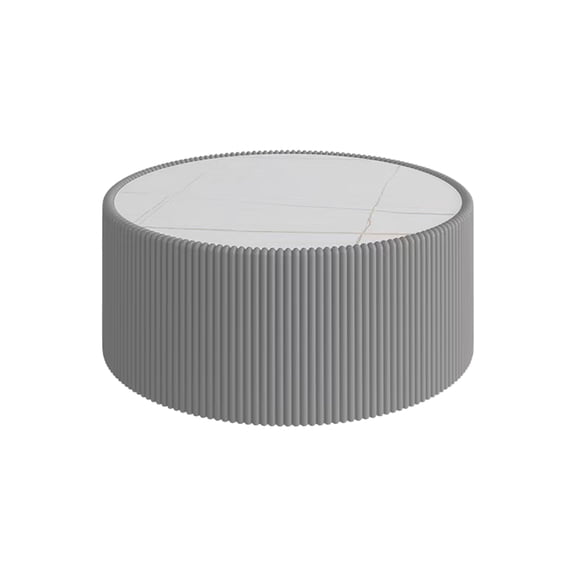 Miekor Furniture Light Sintered stone Top Cylinder Shape Leather Coffee modern Sofa Table for Living Room furniture (Each tabletop has a unique gold pattern) No6189