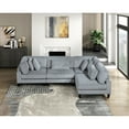 thumbnail image 1 of Miekor Furniture Living Room Furniture 4-Piece Modular Sectional Sofa Set Gray Corduroy Soft Cushion Pillows Solid Wood Legs 22834, 1 of 1