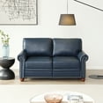 thumbnail image 1 of Miekor Furniture Living Room Sofa Loveseat Round Arm with Silver Nails Couch Navy Blue Faux Leather 76601, 1 of 1
