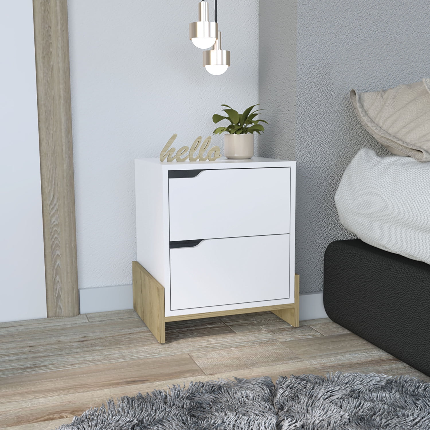 Miekor Furniture Luss Nightstand, Bedside Table with 2-Drawers 36095 ...