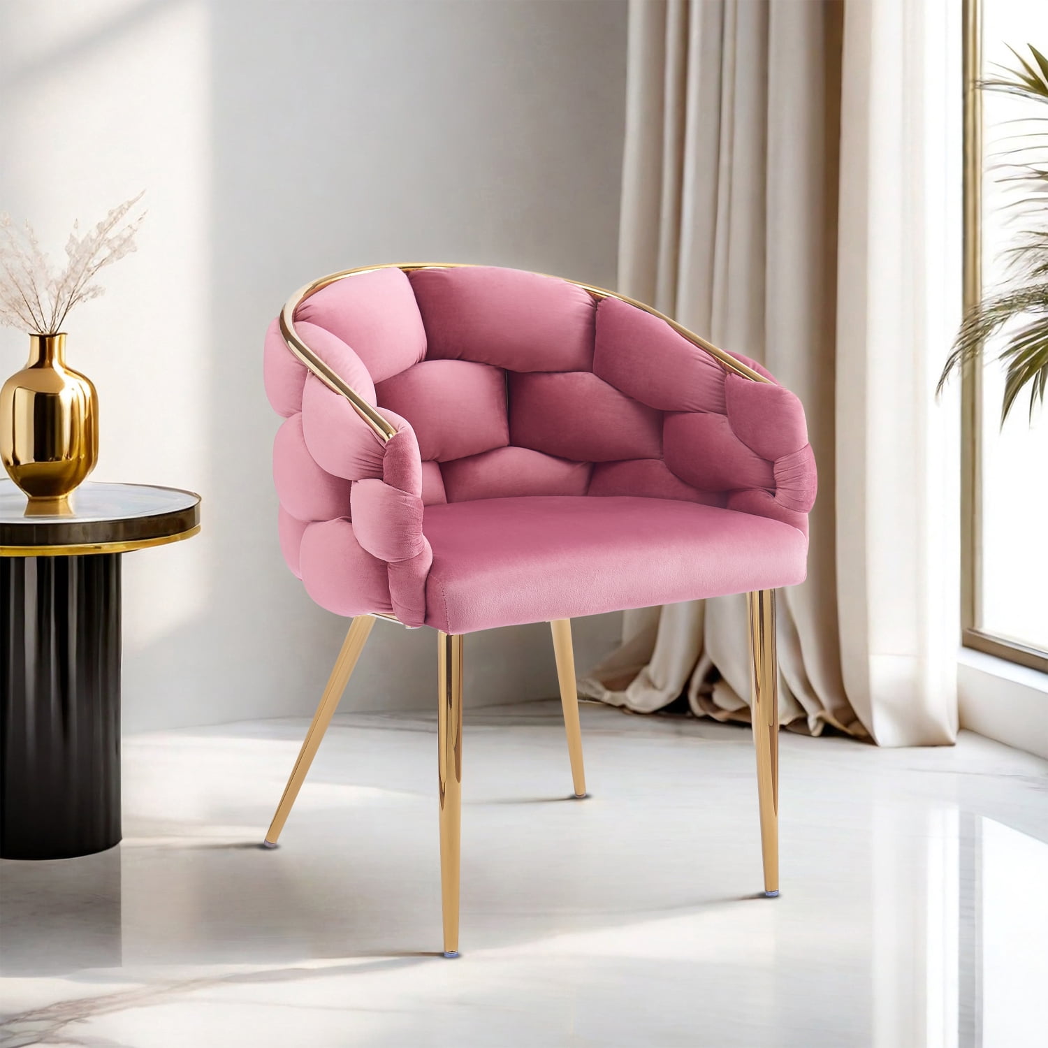 Miekor Furniture Luxury Handmade Accent Chair with Gold Legs, Modern ...